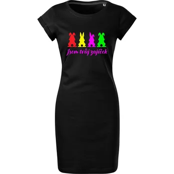 Dámské šaty Bavlněné letní šaty Jsem tvůj zajíček Velikost: 2XL, Barva: Černá