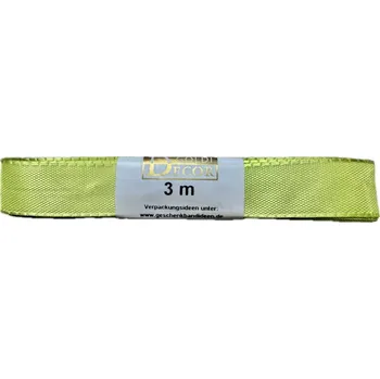 Stuha Stuha taftová PEA GREEN hráškově zelená 15mm x 3m (6,-Kč/m) (Stuha taftová, barva hráškově zelená, odstín číslo 53 dle vzorníku, oboustranná, tkaním zesílené okraje, skládaná)