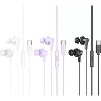 Sluchátka HOCO drátová sluchátka Typ C s mikrofonem M114 bílá