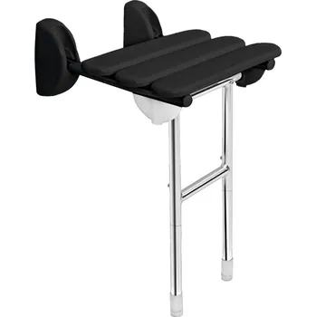 Koupelnové sedátko HANDICAP sklopné sedátko do sprchového koutu s podpěrou, 38x36cm, černá