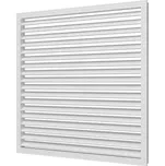 Větrací mřížka plastová 600x600 mm - šikmé nepohyblivé žaluzie - bílá - MIKAWI 59-0424