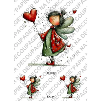 Umělecký papír Rýžový a soft papír na decoupage - Valentýnky - KB4727 Materiál: Soft, Rozměr: A4