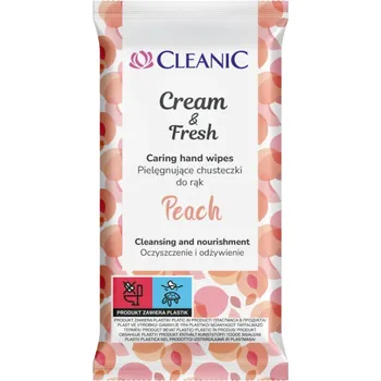 Vlhčený ubrousek Cleanic Cream & Fresh Peach ošetřující vlhčené ubrousky na ruce (15ks)
