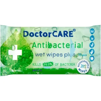 Hygienický ubrousek DoctorCare Antibakteriální vlhčené utěrky biologicky rozložitelné (15ks)