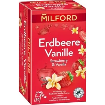Sušené ovoce Milford Ovocný čaj s příchutí jahody a vanilky (20ks)