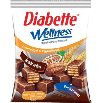 Dibette Wellness oplatky s fruktózou plněné kakaovým krémem, máčené v hořké čokoládové polevě (120g)