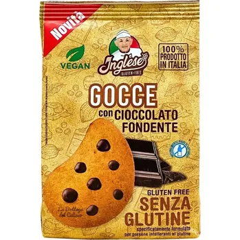 Inglese Gocce Bezlepkové sušenky s kousky hořké čokolády (200g)