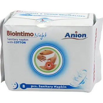 Biointimo Anion Night Dámské noční hygienické vložky s křidélky (8ks)