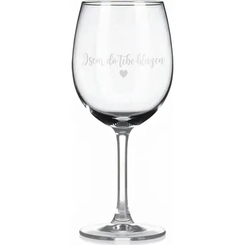 Sklenice Sklenice na víno s gravírovaným textem - Jsem do tebe blázen ❤️