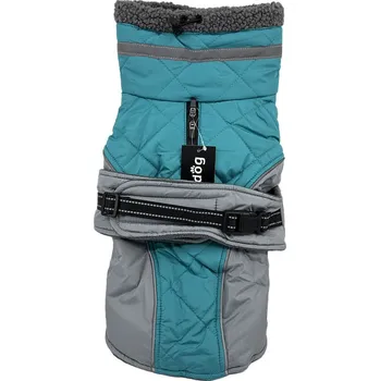 Obleček pro psa Vsepropejska Kairo zimní bunda pro psa s kožichem Barva: Tyrkysová, Délka zad (cm): 30, Obvod hrudníku: 34 - 42 cm