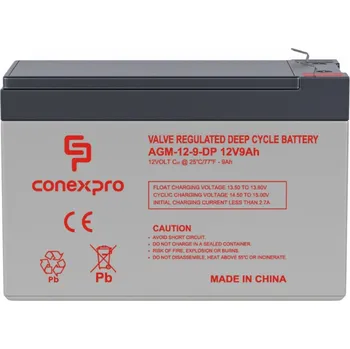 Trakční baterie Baterie Conexpro AGM-12-9-DP VRLA AGM 12V/9Ah, F2, Deep cycle, živ. 10 let