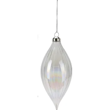 Vánoční ozdoba Vánoční dekorační ozdoba skleněná 12 cm rampouch světle šedý