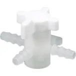 Třícestný uzavírací ventil z PVDF, bílý, pro hadice s Ø 5-7 mm (balení = 5 ks)