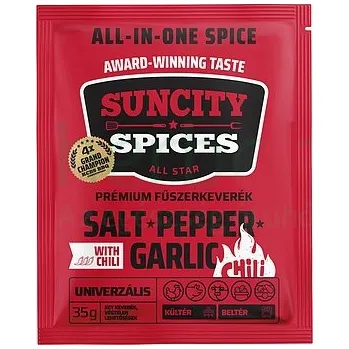 SunCity Prémiová směs koření – sůl, pepř, česnek a chilli (35g)