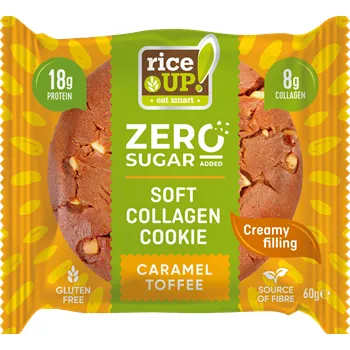 Rice Up Bezlepková kolagénová sušenka bez přidaného cukru s kousky čokolády a karamelem (60g)