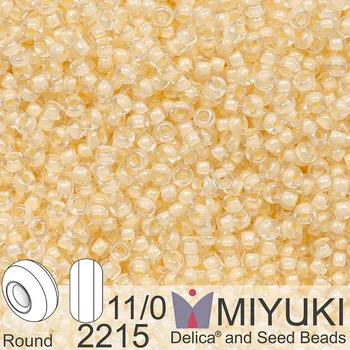 Korálek Korálky Miyuki Round 11/0. Barva 2215 Fancy Lined Ivory. Balení 5g