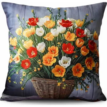 Polštář Dekorační polštář FLOWERS COLORFUL II. 40x40 cm Mybesthome Varianta: Povlak na polštář, 40x40 cm