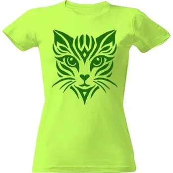 Dámské tričko Tričko s potiskem Kočka tribal zelená dámské
