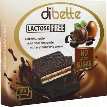 Dibette Oplatky plněné krémem z lískových oříšků máčené v hořké čokoládě s erythritolom a Stevieho (96g)