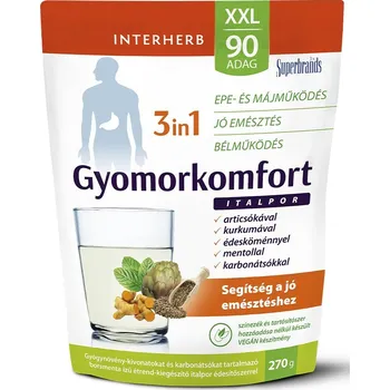 Lék při potížích s trávením Interherb Gastrokomfort 3v1 nápojový prášek s artyčokem, kurkumou, fenyklem a mátou peprnou - na podporu trávení, žaludku, střev, jater a žlučníku (270g)