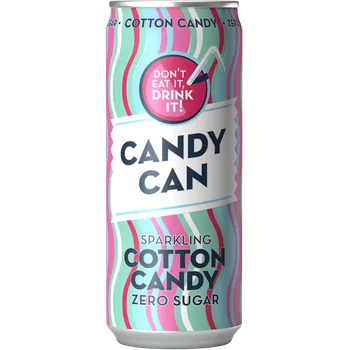 Energetický nápoj Candy Can Sycený nápoj s příchutí cukrové vaty se sladidly (330ml)