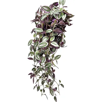 umělá květina Umělá převislá tradeskancie 75 cm Liánovitá dekorativní rostlina s realistickými listy Bytová dekorace do květináče i závěsu fialová