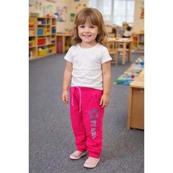 Dívčí tepláky WENDEE STAR růžové Růžová, Velikost: 122 122