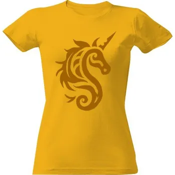 Dámské tričko Tričko s potiskem Jednorožec tribal oranžová dámské