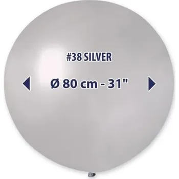 Balónek Gemar Balloons Balón latex metalický 80 cm - stříbrný 1 ks