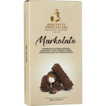 Čokoláda Biscotti Tsoungari Markolato křupavé rolky s krémem Espresso 150g