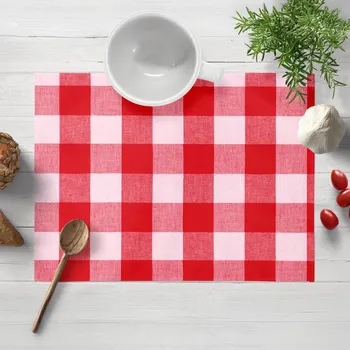 prostírání Bavlněné prostírání na stůl Olivia OL-016 Červeno-bílá kostka velká 30x40 cm