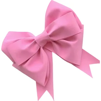 Vánoční dekorace Velká Vánoční mašle 30 x 35 cm Sametová dekorace na vrchol stromku a přední dveře Elegantní sváteční ozdoba růžová