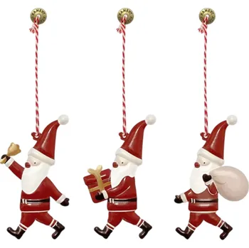 Vánoční dekorace 3 ks Kovová ručně malovaná závěsná Vánoční dekorace Santa Claus Ozdobné přívěsky na stromek Ruční malba Vánoční dárek