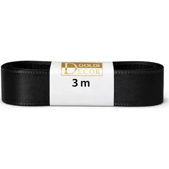 Stuha Stuha taftová CLASSIC BLACK černá 15mm x 3m (6,-Kč/m) (Stuha taftová, barva černá, oboustranná, tkaním zesílené okraje, skládaná)