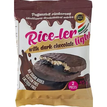 Nagykun Rice-Ler Light Bezlepkové Rýžové chlebíčky v belgické hořké čokoládě se sladidlem (45g)