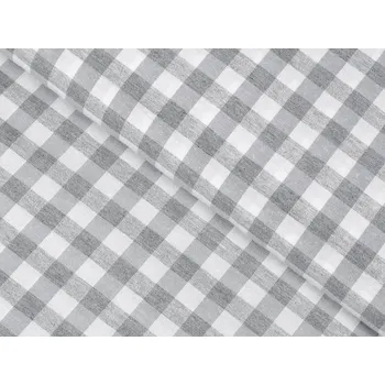 Dekorační látka Rebeka RE-019 Šedo-bílá kostka střední - šířka 140 cm