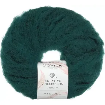 Příze Novita Ateljee 3921 smaragdová (Objemová přírodní příze Ateljee paletti )