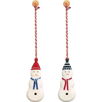 Vánoční dekorace Sada 2 ks vánočních přívěsků sněhuláci Ručně malované kovové závěsné dekorace Tradiční zimní ozdoby na stromek