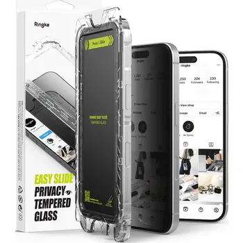 Ringke Easy Slide privátní tvrzené sklo 2 kusy pro iPhone 16 iPhone 15