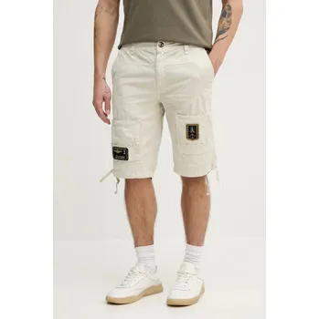 Pánská móda Bavlněné šortky Aeronautica Militare BE041CT1122 béžová 01X, vel. 54