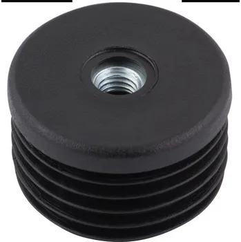 Matice Plastová krytka, zátka, záslepka do trubky kruhová pr. 20 mm s kovovým závitem M8, černá