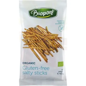 Chips Biopont Bio Bezlepkové tyčinky slané - sypané solí (45g)