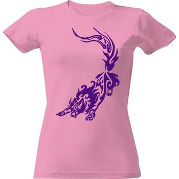 Dámské tričko Tričko s potiskem Vlk tribal fialová dámské