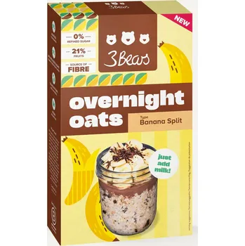 3Bears Noční ovesné vločky bez přidaného cukru - Banánový split (400g)