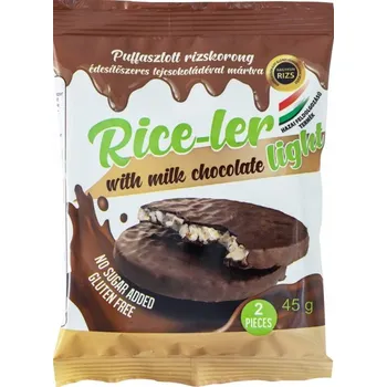 Nagykun Rice-Ler Light Bezlepkové Rýžové chlebíčky v belgické mléčné čokoládě se sladidlem (45g)