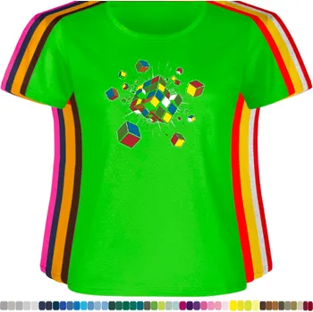 Dámské tričko levne-damske-bavlnene-tricko-potisk-konec-Rubik-kostk Barva: Lime - limetková, velikost: XS