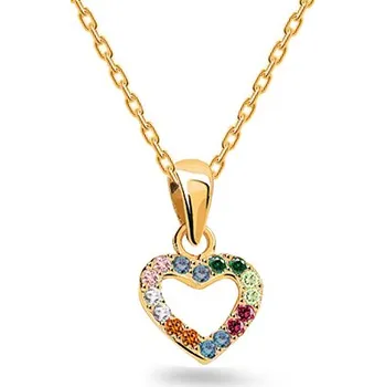 Přívěsek Zlatý přívěsek s barevnými zirkony srdíčko IZ24450 + dárkové balení LUXUS zdarma