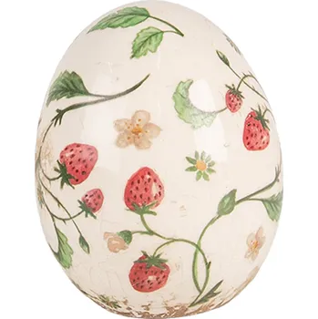 Clayre & Eef - Dekorativní keramické vajíčko WILD STRAWBERRIES 6CE1919M