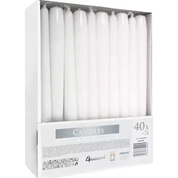 Elektrický lapač Bílá kuželová svíčka 24,5x2,3 cm – sada 40 ks