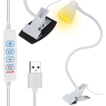 LED lampa na psací stůl s kovovým klipem - bílá